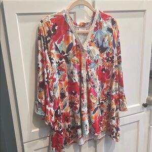 LOGO by Lori Goldstein Multicolor Floral Tunic